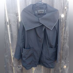 Mackage Coat Jacket Womens Small Nylon Leather Black Shawl Collar Lagenlook Larg